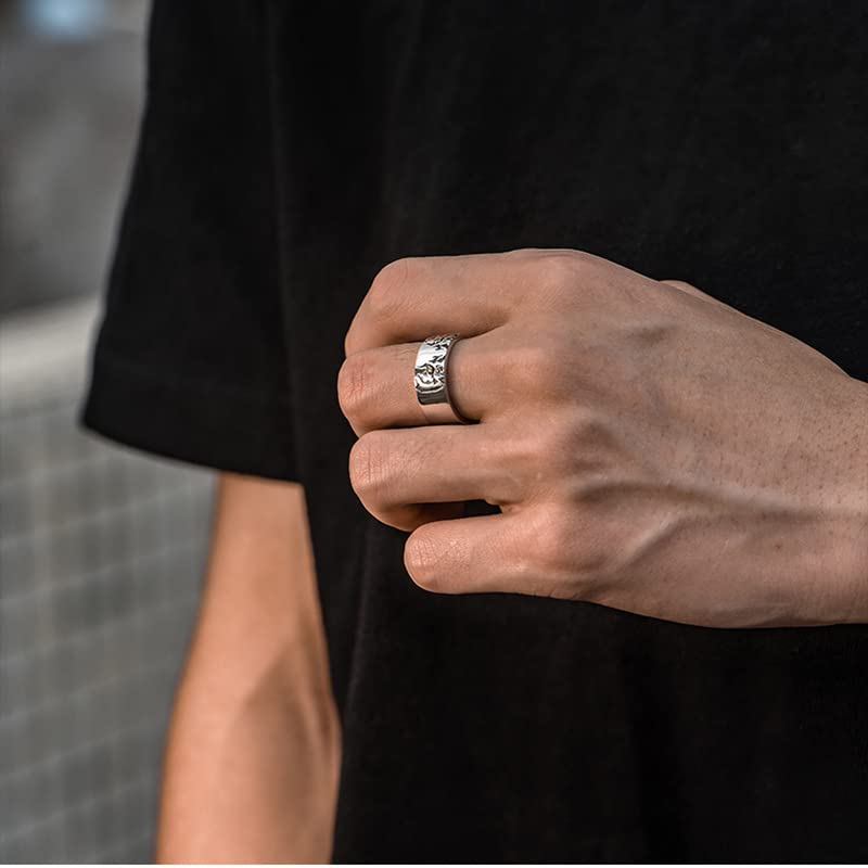 OIDIMS CZ Eye Tiger Wide Band Ring Animal Statement Open Ring for Men Women Dainty Adjustable Knuckle Middle Finger Cute Fashion Gifts Birthday Christmas Bff Personalized Jewelry Comfort Fit4