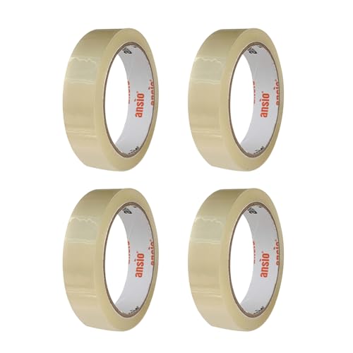 ANSIO Cellotape Clear Packing Tape 24mm x 50m - Pack of 4 Parcel Tape Strong Adhesive for Easy, Secure Packaging