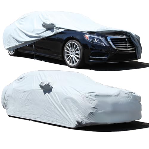 Image of All Weather Waterproof car Cover Good for rain Snow uv Protection dust XL-Size Sedan Seville w126 XJ8L S580 DeVille MKS XTS CT6 G90 EQS 300SE Gray