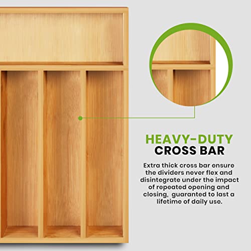 image for Utopia Kitchen Bamboo Drawer Organizer for Kitchen Utensils, Large Cut
