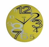 rexartis Wanduhr gelb in Siebdruckspiegel – Yellow Wall Clocks