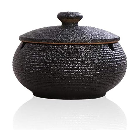 Lependor Windproof Ceramic Ashtray with Lid Cover