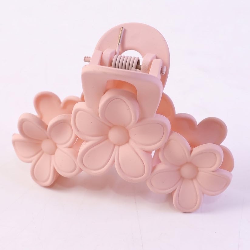 Image of Large Stylish Plastic Flower Hair Claw Clip for Women, Strong Grip Floral Hair Clutcher for Thick and Thin Hair, Elegant Hair Styling Accessory, 6 Piece