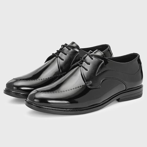 Image of Centrino Men's Formal Lace-Up Shoes | Soft & Comfortable Formal Shoe| Lace-Up, Textured Detail, Formal Business Style | Stylish-Looking Footwear (9363)