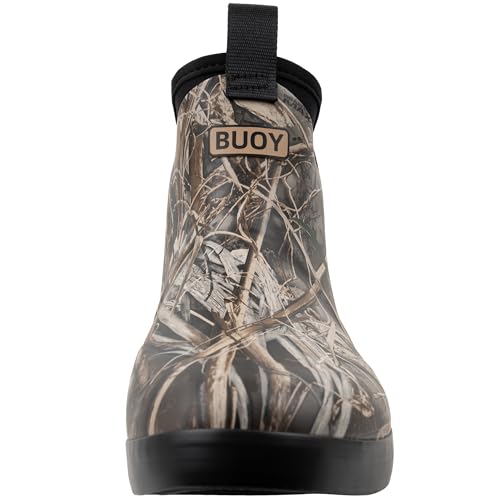Image of Men's Waterproof Rubber Fishing & Deck Boots, Ankle Rain Boots | Rubber Construction, Neoprene Lining, EVA Foam Insole, Slip-Resistant Non-Marking Outsole for Fishing, Boating & Wet Decks