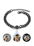 JSDDE Personalisiertes Armband mit Foto, Projektionsarmband aus Edelstahl, Personalisierte Herren Männer Armband, Fernbeziehung armband, Partnerarmbänder, Personalisierte Geschenk (Schwarz)