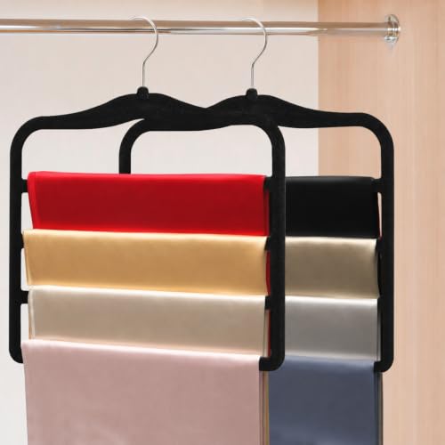 2 Pack Non-Slip Velvet Pants Hangers, Magic Space Saving Closet Organizers