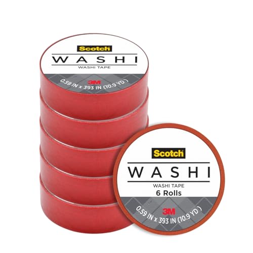 Scotch Expressions Tape, .59 in x 393 in, Red, 6 Rolls (C314-RED)