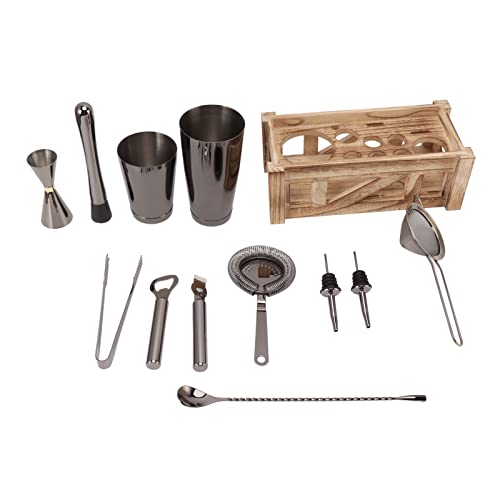 Kit de Bartender con 12 Accesorios y Soporte de Madera miniatura 1