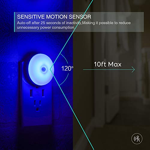 Mycozylite Motion Sensor Night Light, Blue Night Light Plug Into Wall, Led Night Light Motion Sensing, Energy Efficient, Slim, Night Light For Bathroom, Bedroom, Kitchen, Hallway, Stair, 2 Pack #TOP1