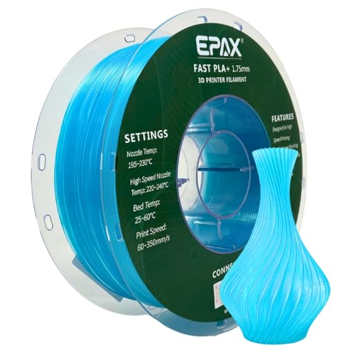 Image of EPAX High Speed PLA+ 3D Printer Filament, Fast PLA 3D Printing Filament, 1.75mm, Dimensional Accuracy + /- 0.03 mm, 1KG Spool (Glass Light Blue)
