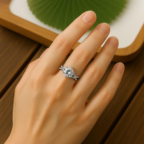 Twisted Infinity Wedding Bands Engagement Ring for Women, Customized Moissanite Engagement Ring 925 Sterling Silver Bezel Promise Ring for Her, Infinity Ring4