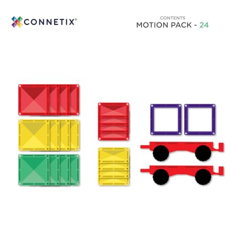 Connetix Rainbow Motion Pack — 24-Piece Magnetic Tiles with Car Bases — view 6