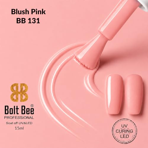 Image of BOLT BEE 15ML Gel Nail Polish 1Pc Clear Pink Glitter Nail Polish Soak Off UV LED Nail Gel Polish Nail Art Starter Manicure Salon DIY at Home, 0.5 OZ (1) (131)