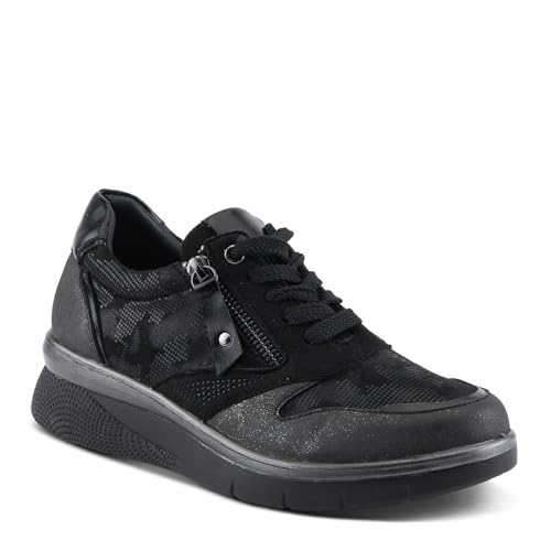 Flexus Women's WYCLEF Platform Sneakers with Metallic Camouflage Print, Zipper Closure, and Comfortable Fit2