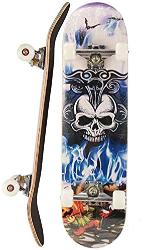 Double Kick Wood Adult Tricks Skate Board pour débutant, Cadeau d'anniversaire pour Adulte Kids Skateboard, Skateboard 31 'X 9' Complete Skateboard Deck -