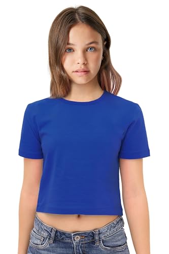 Lilax Girls Short Sleeve Crewneck Crop Top Tee