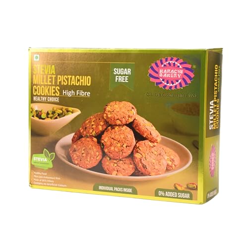 Image of Karachi Bakery Sugar Free Stevia Pistachio and Millet Cookies 300g