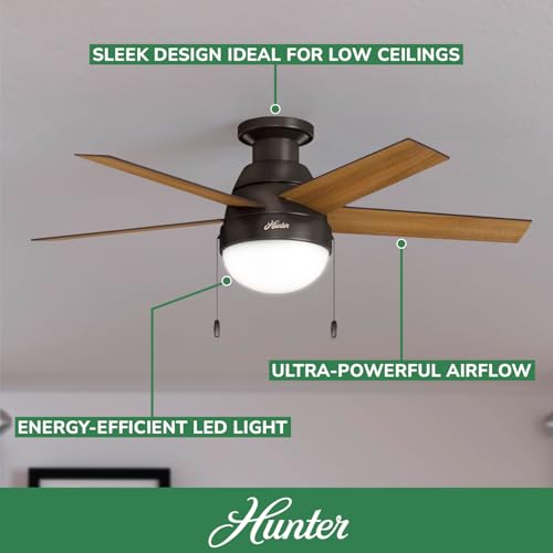 Image of Hunter Anslee, Indoor, Ceiling Fan, with LED Light, 46 inch, Premier Bronze