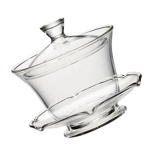 LOORGVEL 透明ガラス蓋碗ティーカップ 茶器 家用オフィス向け シンプルでクラシックなデザイン お祝い に アフタヌーンティーやコレクション