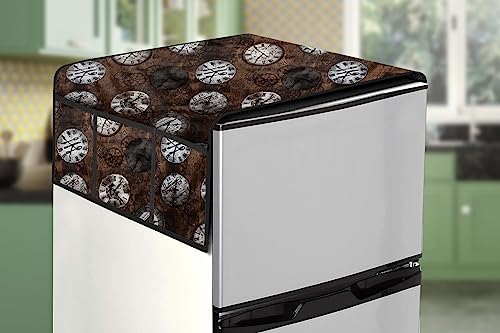Image of Stylista Refridgerator top Cover Suitable for Samsung RT30C3442S9 /HL, 256 Liter Fridge, Dimension (WXD) 65x111 CM, Analog Pattern Coffee