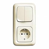 serienschalter mit steckdose verbinden  Busch-Jäger Busch-Duro 2000 SI cremeweiß (1x Steckdose, 1x Serienschalter, 1 x 2f Rahmen, 1x Wippe-Serie)