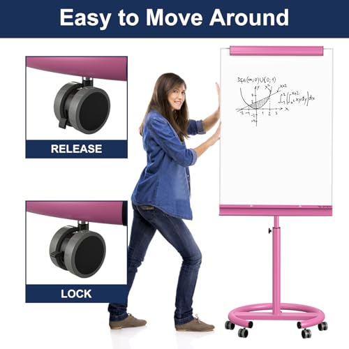 Image of TSJ OFFICE Rolling Whiteboard Standing - 40 x 26 Inches Mobile White Board