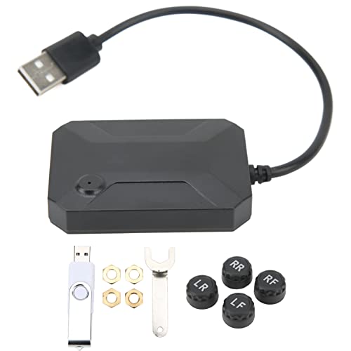 Système de Contrôle de la Pression des Pneus, DC 5V Moniteur de Pression des Pneus TPMS avec 4 Capteurs Capteur de Pression des Pneus Universel et étanche pour Voiture/Camion/VR
