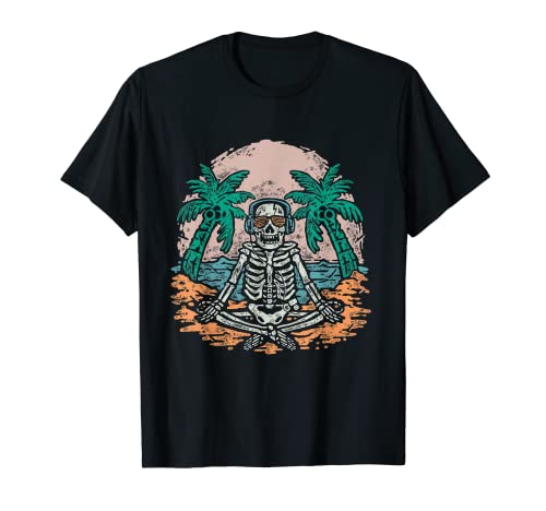 Déguisement de squelette de lotus méditant yoga zen équilibre Halloween T-Shirt