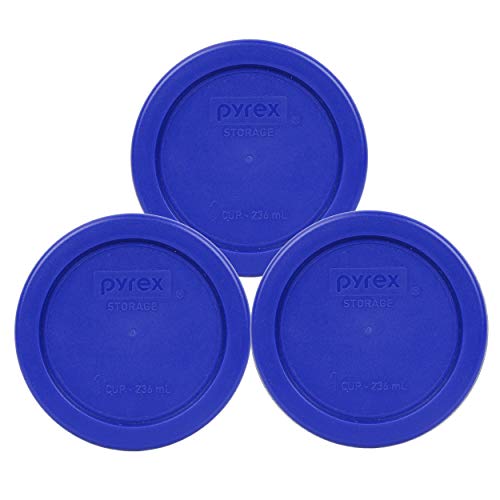 Pyrex 7202-PC 1 Cup Cadet Blue Plastic Food Storage Replacement Lid, Made in USA - 3 Pack