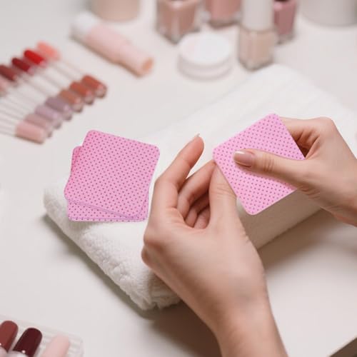 Image of 1000 Pcs Lint Free Nail Wipes Nail Polish Remover Wipes No Lint Nail Glue Wipes for Gel Nails Soft Nail Cleaning Pads for Lash Extension Supplies Non-Woven Fabric Eyelash Extension Glue Wipe (Pink)