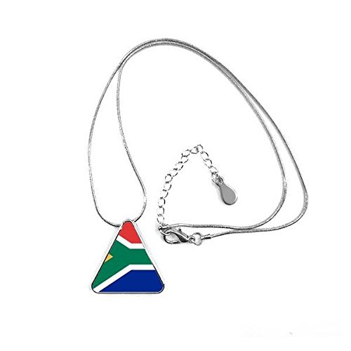 Collier Afrique du Sud pendentif triangle motif drapeau national pays