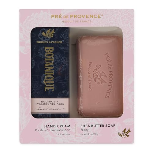 Pre de Provence Botanique 50ml Hand Cream/150g Heritage Soap Bar Gift Set, Rooibos & Hyaluronic Acid + Peony