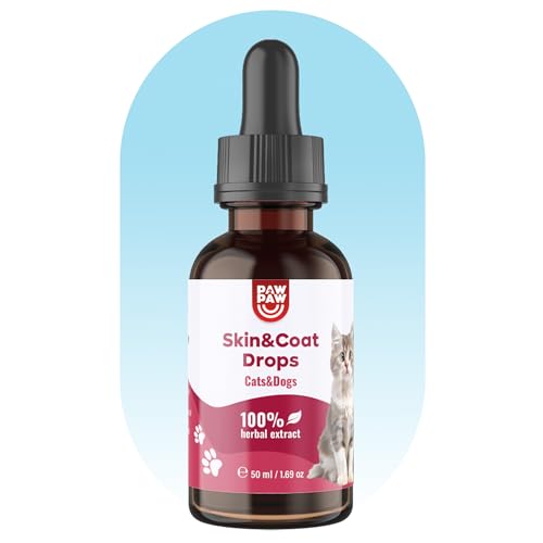 Paw2Paw Gouttes naturelles pour peau et pelage pour chiens - Pour la nourriture et l'eau - Favorise le pelage brillant - Extrait d'herbes - Produit de toilettage - Idéal pour les accessoires pour