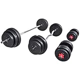 TrainHard® Multi Hantelbank Blackcombo klappbar mit Lang-, Curl- und Kurzhantelstange und 90kg Hantelscheiben - 9