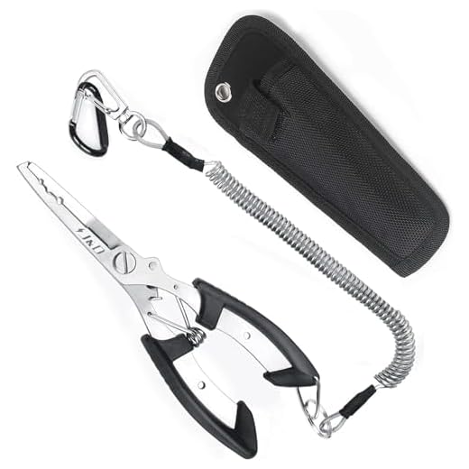 J&D Alicates de Pesca, Multifuncional Ligero de Acero Inoxidable de Pesca de Alicates Herramienta de Removedor de Gancho con Cordón Enrollado de Seguridad - Negro