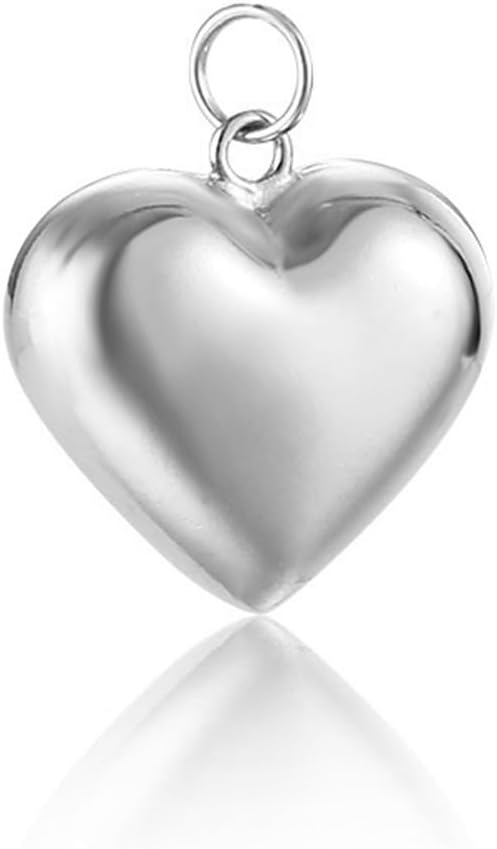 1pc 925 Sterling Silver 3D Heart Charms 6/8/11/13/15/18mm Love Heart Pendant Charms for DIY Bracelets Necklace Jewelry Making Accessories