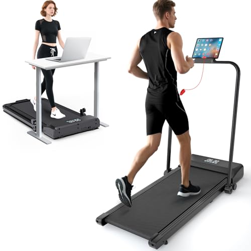 CANMALCHI Treadmills for Home Foldable,1-12KM/H Walking Pad with Handle Bar,Foldable Walking Machine with Double Control,Fitness Compact Treadmill for Heavy People