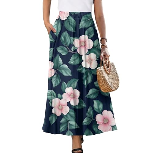Women's Flowy Maxi Skirt Fashion Breathable High Waist Pleated Skorts Casual Long Skirt with Pockets Size S-2XL2