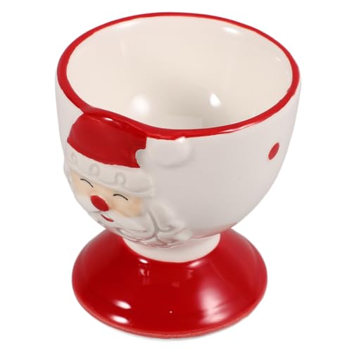 Soporte de huevo de cerámica PRETYZOOM con 4 piezas de tazas rojas para Navidad 8
