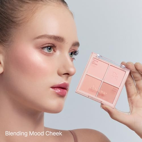 Image of Dasique Blending Mood Cheek #15 Rose Milk Tea | 4 Blendable Shades | Pressed Powder Blush Palette for Cheeks | Silky & Soft Blur Finish | Lightweight Blush for Cheeks | Korean Makeup | Vegan