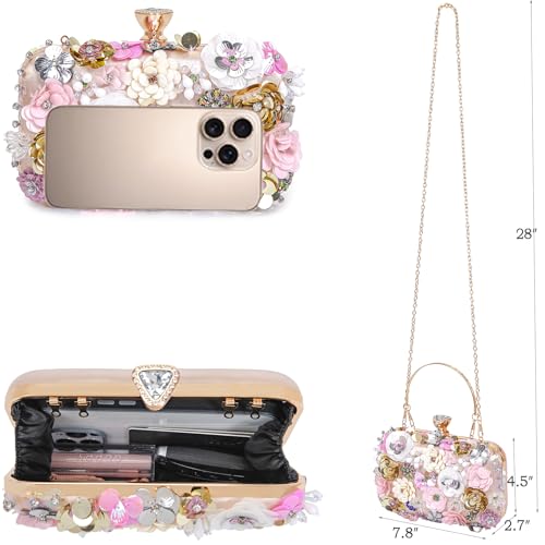 Image of BBTT.ful Women Clutches Flower Evening Handbag Chain Strap Shoulder Bag handbag Wedding bag purse