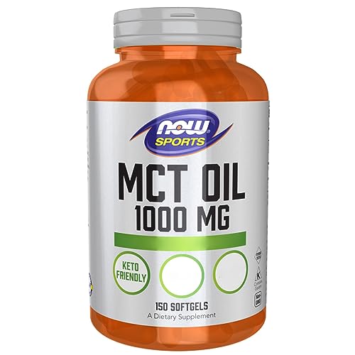 Now Foods MCT Oil, 1000mg, mittelkettige Triglyceride aus Kokos- und Palmkern-Öl, hochdosiert, 150 Weichkapseln, Laborgeprüft, Sojafrei, Glutenfrei, Ohne Gentechnik