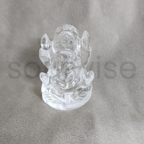 Image of Soulwise Clear Quartz Ganesha - 1 inch-1.5 inch Healing Crystal Idol to Remove Negative Energies, Obstacles & Enhance Confidence, Wealth & Success - Perfect Housewarming & Pooja Gift
