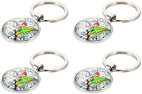 Llavero de cabujones de cristal con piedras preciosas naturales para mujer, 4 piezas (verde)