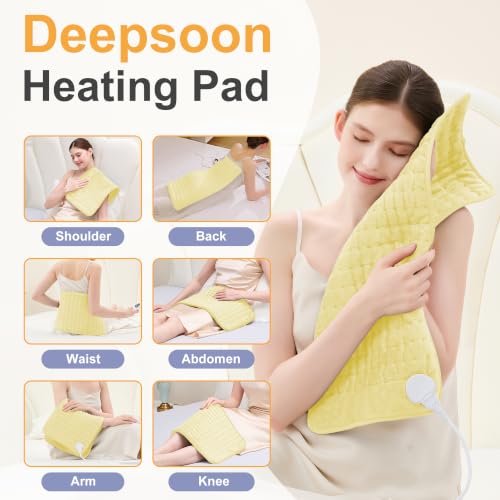 Image of Heating Pad,Electric Heating Pads,Heating Pad for Back,Yellow,24x12 Inch