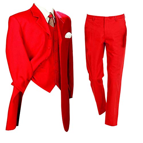 HBDesign Mens 3 Piece 7 Button Peak Lapel Slim Fit Long Pattern Suits Black