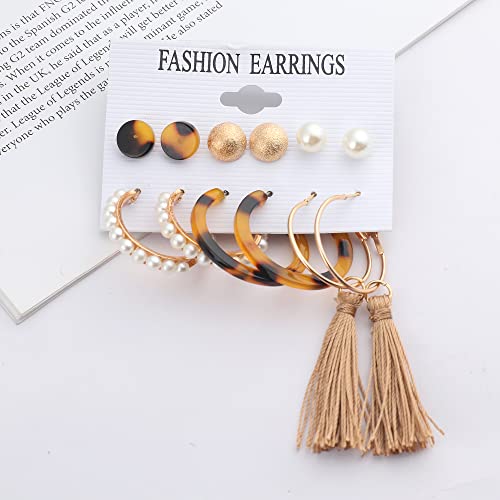 Image of ANNACREATIONS Stylish combo of pearl stud hoop earrings set for Women Girls