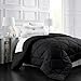 Italian Luxury Goose Down Alternative Comforter - All Season - 2100 Series Hotel Collection - Luxury Hypoallergenic Comforter - Full/Queen - Black