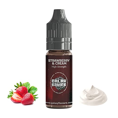 Galaxejuice - Aromatización de alimentos - 10 ml de fresas y crema de aromas y esencias de alimentos - Sabores concentrados de alta resistencia para hornear y cocinar - Fabricado en Reino Unido